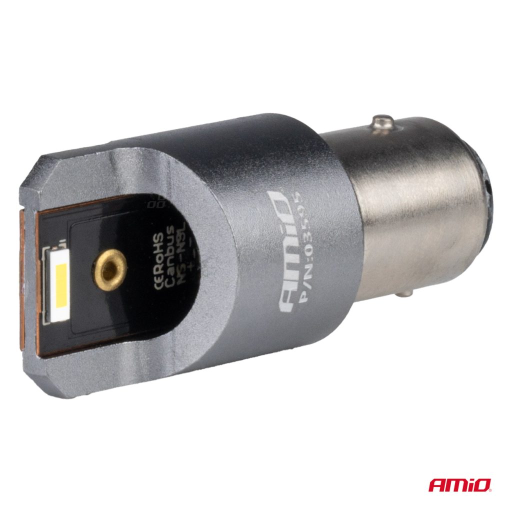Εικόνα 3 από 4 — Amio – ΛΑΜΠΑΚΙΑ P21/5W BAY15d 12/24V 6.000K 2xSMD LED FULL CAN-BUS ΛΕΥΚΟ PRO SERIES – 2 Τεμ. (03595/AM)