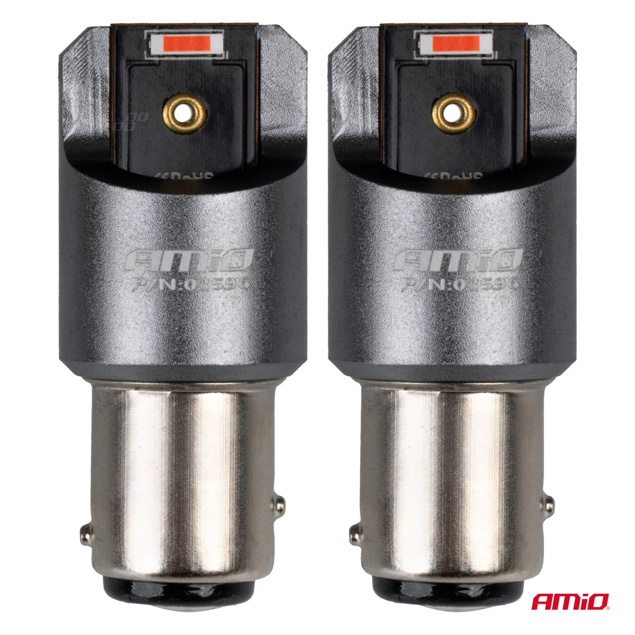 Εικόνα 2 από 4 — Amio – ΛΑΜΠΑΚΙΑ P21/5W BAY15d 12/24V 6.000K 2xSMD LED FULL CAN-BUS ΚΟΚΚΙΝΟ PRO SERIES – 2 Τεμ. (03596/AM)