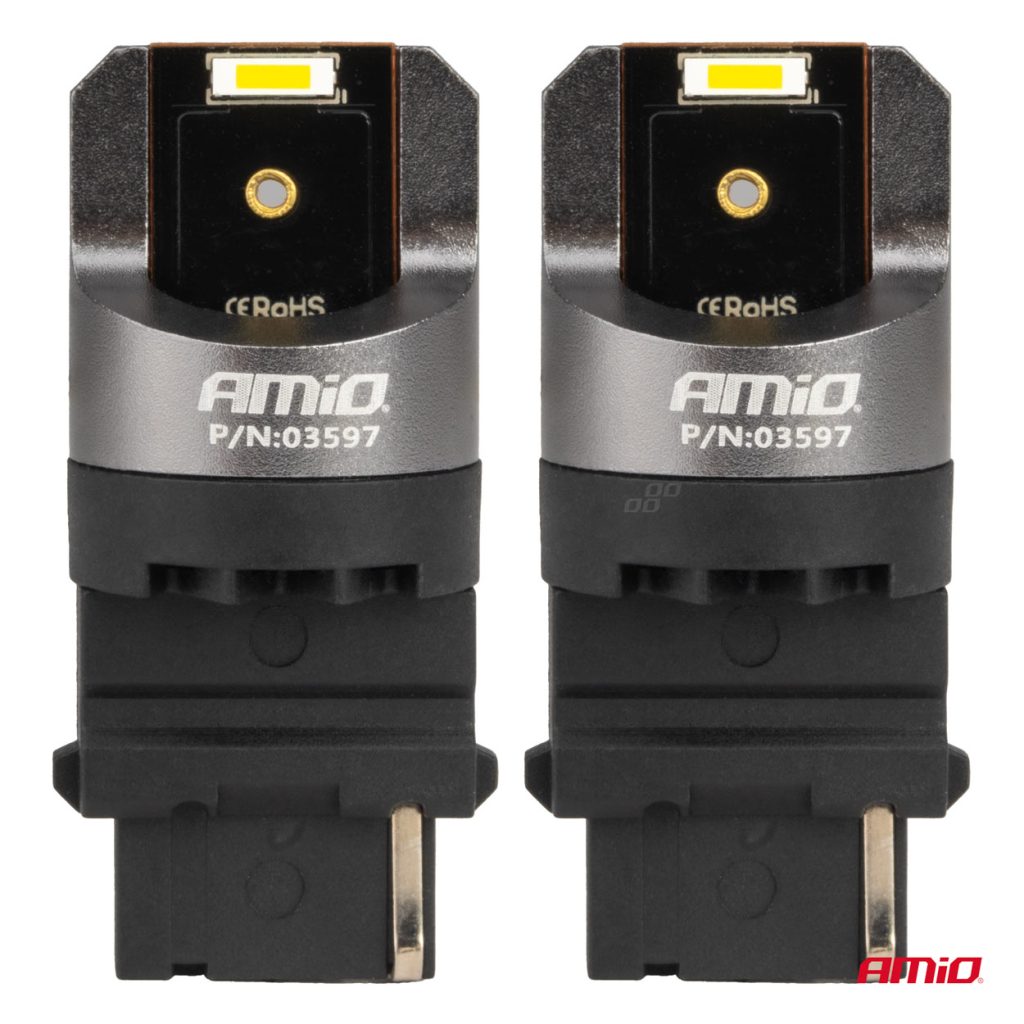 Εικόνα 2 από 4 — Amio – ΛΑΜΠΑΚΙΑ P27W 12/24V 6.000K 2SMD LED FULL CAN-BUS ΛΕΥΚΟ PRO SERIES – 2 Τεμ. (03597/AM)