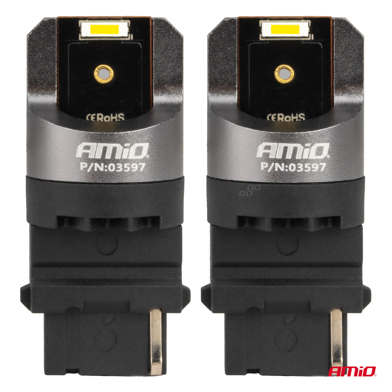Εικόνα 2 από 4 — Amio – ΛΑΜΠΑΚΙΑ P27W 12/24V 6.000K 2SMD LED FULL CAN-BUS ΛΕΥΚΟ PRO SERIES – 2 Τεμ. (03597/AM)