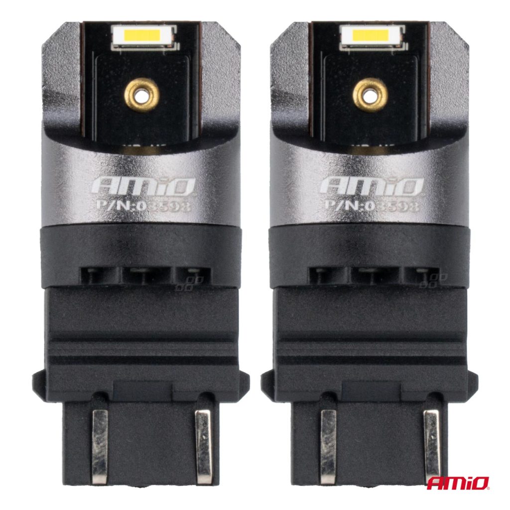 Εικόνα 2 από 4 — Amio – ΛΑΜΠΑΚΙΑ P27/7W 3157 12/24V 6.000K 2xSMD LED FULL CAN-BUS ΛΕΥΚΟ PRO SERIES – 2 Τεμ. (03598/AM)