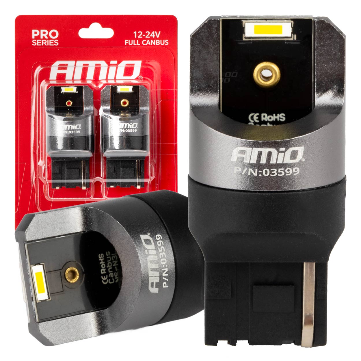 Εικόνα 1 από 4 — Amio – ΛΑΜΠΑΚΙΑ W21W 12/24V 6.000K 2SMD LED FULL CAN-BUS ΛΕΥΚΑ PRO SERIES – 2 Τεμ. (03599/AM)