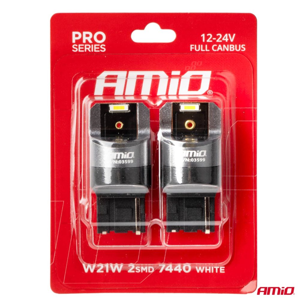 Εικόνα 4 από 4 — Amio – ΛΑΜΠΑΚΙΑ W21W 12/24V 6.000K 2SMD LED FULL CAN-BUS ΛΕΥΚΑ PRO SERIES – 2 Τεμ. (03599/AM)