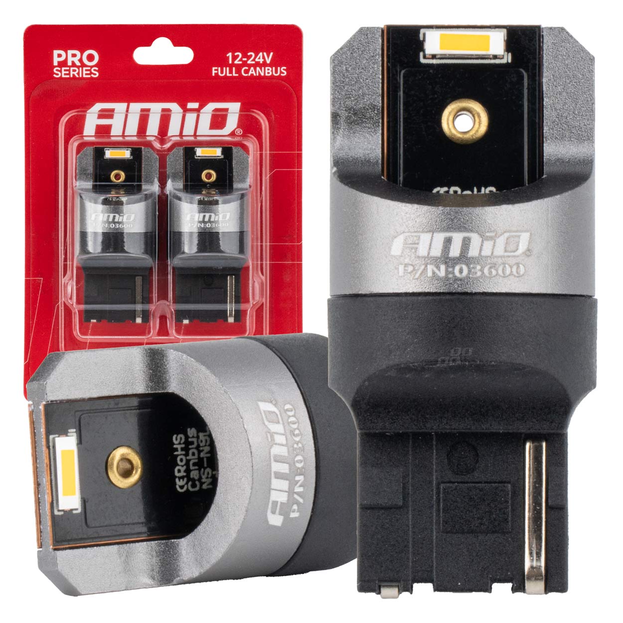 Εικόνα 1 από 4 — Amio – ΛΑΜΠΑΚΙΑ WY21W 7440 12/24V 6.000K 2xSMD LED FULL CAN-BUS ΠΟΡΤΟΚΑΛΙ PRO SERIES – 2 Τεμ. (03600/AM)