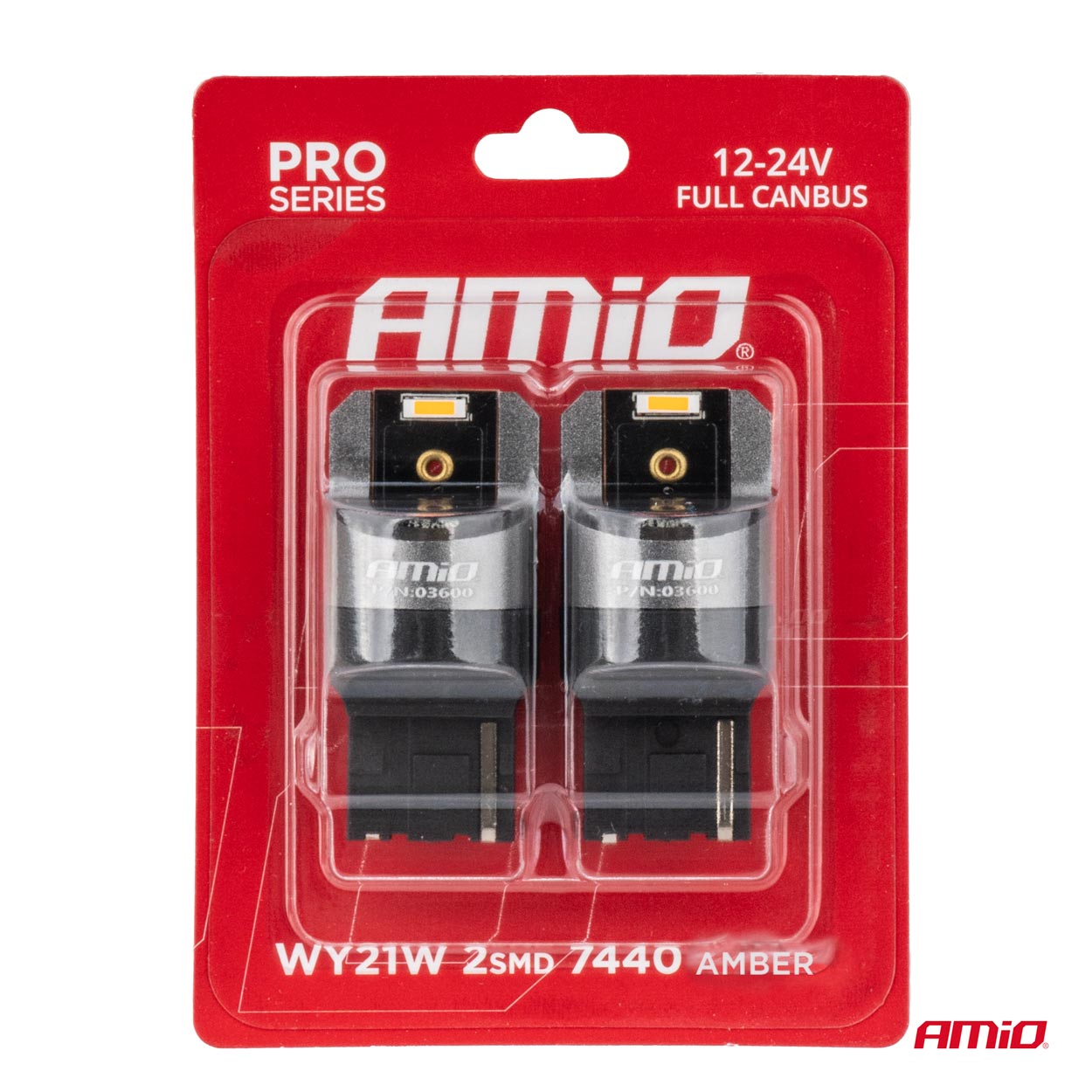 Εικόνα 4 από 4 — Amio – ΛΑΜΠΑΚΙΑ WY21W 7440 12/24V 6.000K 2xSMD LED FULL CAN-BUS ΠΟΡΤΟΚΑΛΙ PRO SERIES – 2 Τεμ. (03600/AM)