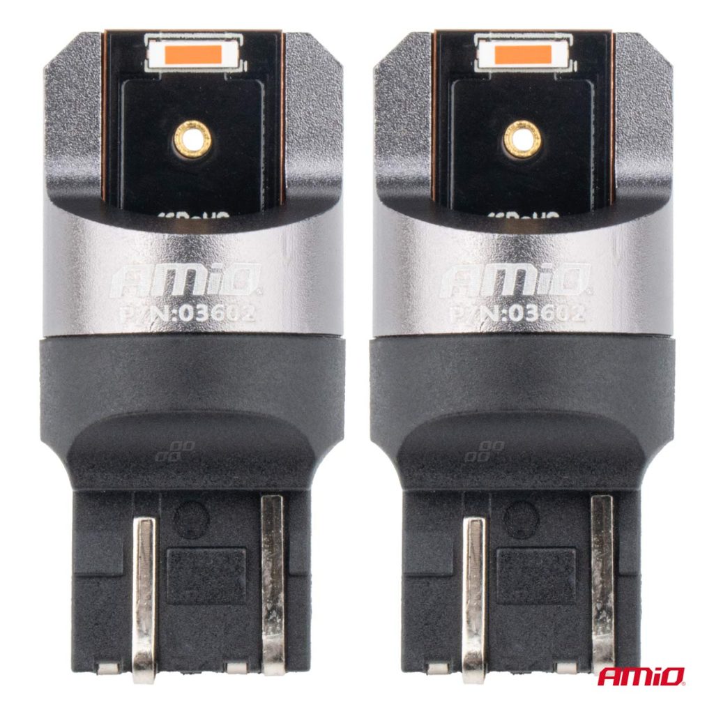 Εικόνα 2 από 4 — Amio – ΛΑΜΠΑΚΙΑ W21/5W 7443 12/24V 6.000K 2xSMD LED FULL CAN-BUS ΚΟΚΚΙΝΟ PRO SERIES – 2 Τεμ. (03602/AM)