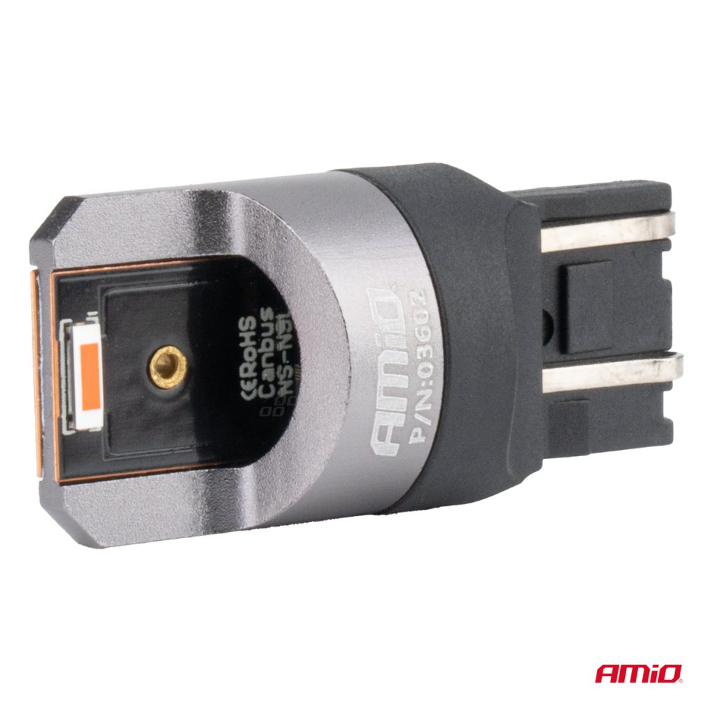 Εικόνα 3 από 4 — Amio – ΛΑΜΠΑΚΙΑ W21/5W 7443 12/24V 6.000K 2xSMD LED FULL CAN-BUS ΚΟΚΚΙΝΟ PRO SERIES – 2 Τεμ. (03602/AM)