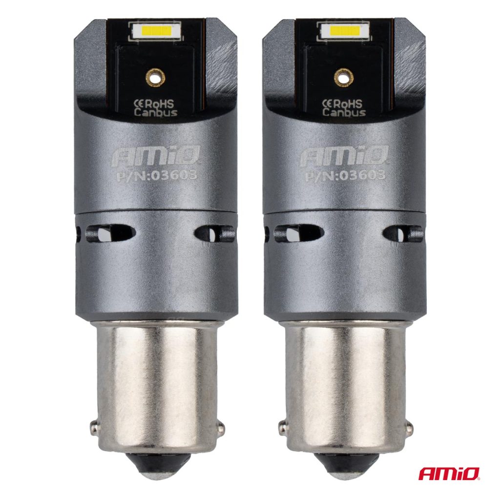 Εικόνα 2 από 4 — Amio – ΛΑΜΠΕΣ P21W BA15S 12/24V 6.000K 2xSMD LED FULL CAN-BUS (ΜΕ ΑΝΕΜΙΣΤΗΡΑΚΙ) ΛΕΥΚΟ PRO SERIES – 2 ΤΕΜ. (03603/AM)