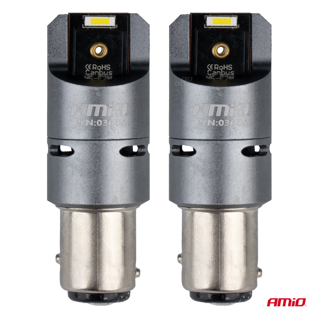 Εικόνα 2 από 4 — Amio – P21/5W BAY15s 12/24V 6.000K 2xSMD LED(ΜΕ ΑΝΕΜΙΣΤΗΡΑΚΙ) FULL CAN-BUS ΛΕΥΚΟ PRO SERIES – 2 Τεμ. (03605/AM)