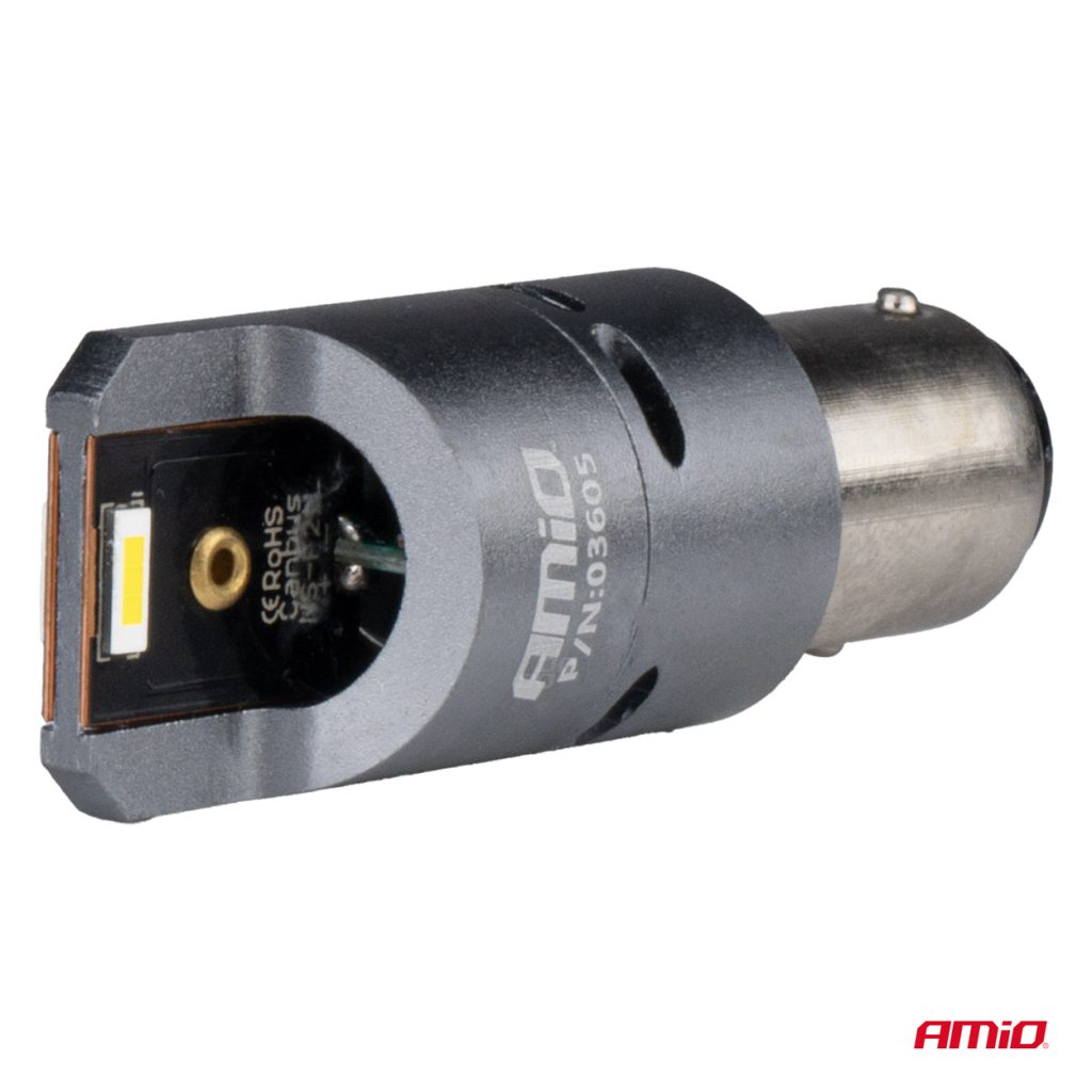Εικόνα 3 από 4 — Amio – P21/5W BAY15s 12/24V 6.000K 2xSMD LED(ΜΕ ΑΝΕΜΙΣΤΗΡΑΚΙ) FULL CAN-BUS ΛΕΥΚΟ PRO SERIES – 2 Τεμ. (03605/AM)