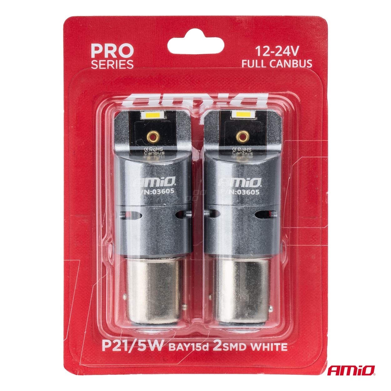 Εικόνα 4 από 4 — Amio – P21/5W BAY15s 12/24V 6.000K 2xSMD LED(ΜΕ ΑΝΕΜΙΣΤΗΡΑΚΙ) FULL CAN-BUS ΛΕΥΚΟ PRO SERIES – 2 Τεμ. (03605/AM)