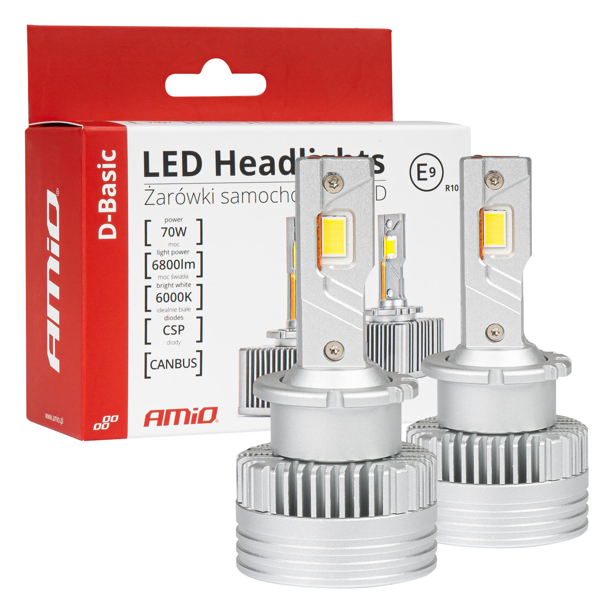 Εικόνα 1 από 6 — Amio – ΛΑΜΠΕΣ LED D4S/D4R 12V 6.000K 6800lm CAN-BUS D-BASIC SERIES – 2 Τεμ. (03629/AM)