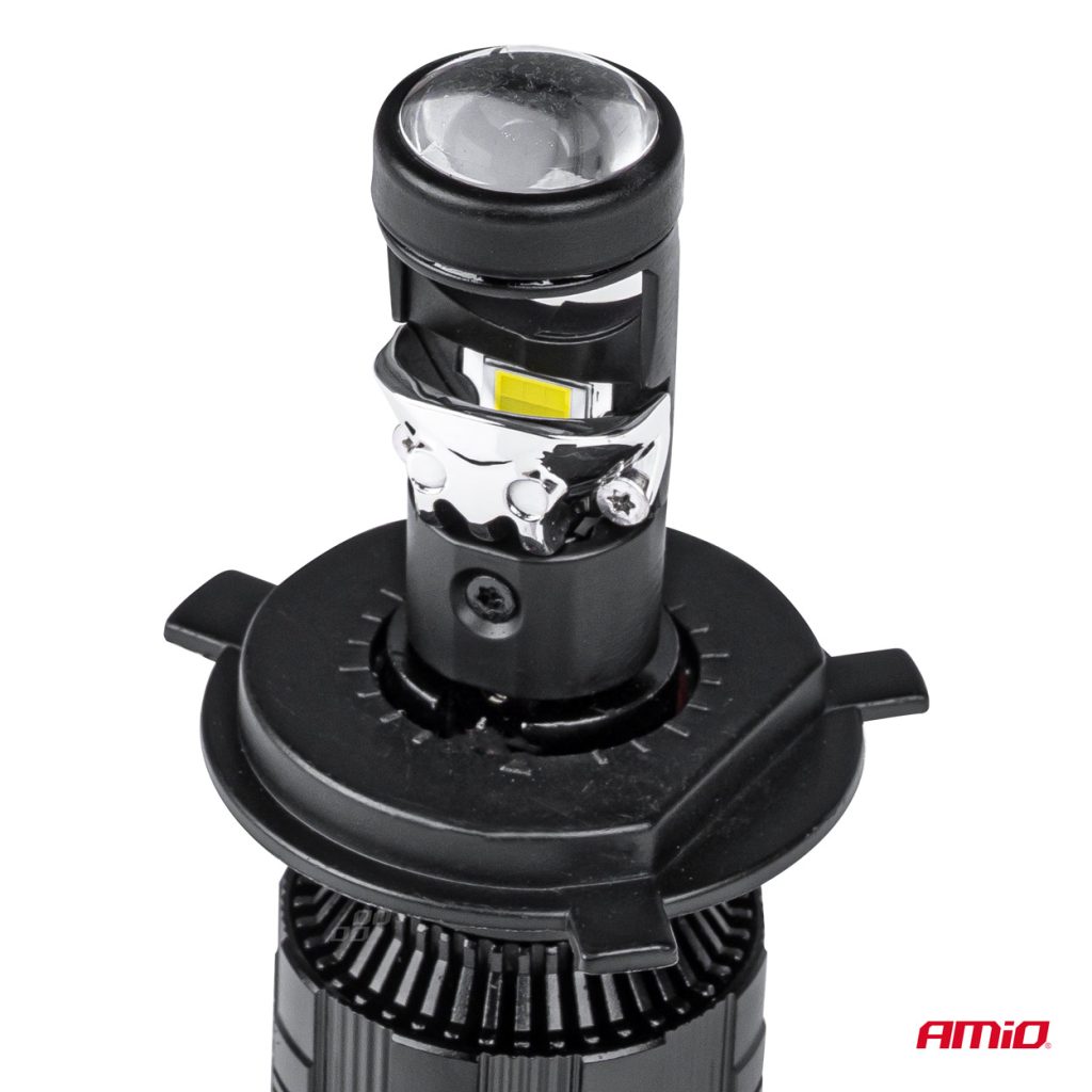 Εικόνα 2 από 7 — Amio – ΛΑΜΠΕΣ H4 PL-LENS SERIES 9>36V 60W 5.000K 3.800lm LED 2×4575 SMD CAN-BUS ΜΕ ΠΡΟΤΖΕΚΤΟΡΑ – 2 Τεμ. (03667/AM)