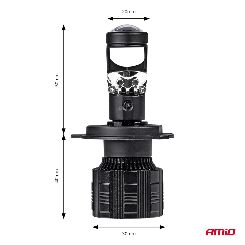 Εικόνα 3 από 7 — Amio – ΛΑΜΠΕΣ H4 PL-LENS SERIES 9>36V 60W 5.000K 3.800lm LED 2×4575 SMD CAN-BUS ΜΕ ΠΡΟΤΖΕΚΤΟΡΑ – 2 Τεμ. (03667/AM)