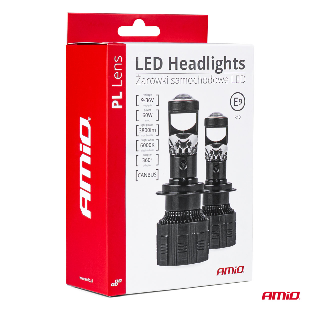 Εικόνα 7 από 7 — Amio – ΛΑΜΠΕΣ H4 PL-LENS SERIES 9>36V 60W 5.000K 3.800lm LED 2×4575 SMD CAN-BUS ΜΕ ΠΡΟΤΖΕΚΤΟΡΑ – 2 Τεμ. (03667/AM)