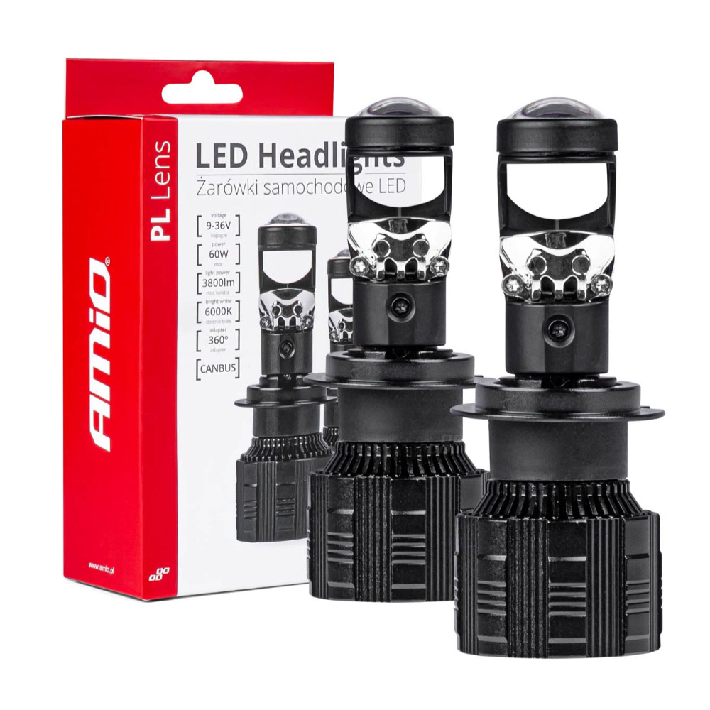 Εικόνα 1 από 7 — Amio – ΛΑΜΠΕΣ H7 PL-LENS SERIES 9>36V 60W 5.000K 3.800lm LED 2×4575 SMD CAN-BUS ΜΕ ΠΡΟΤΖΕΚΤΟΡΑ – 2 Τεμ. (03668/AM)