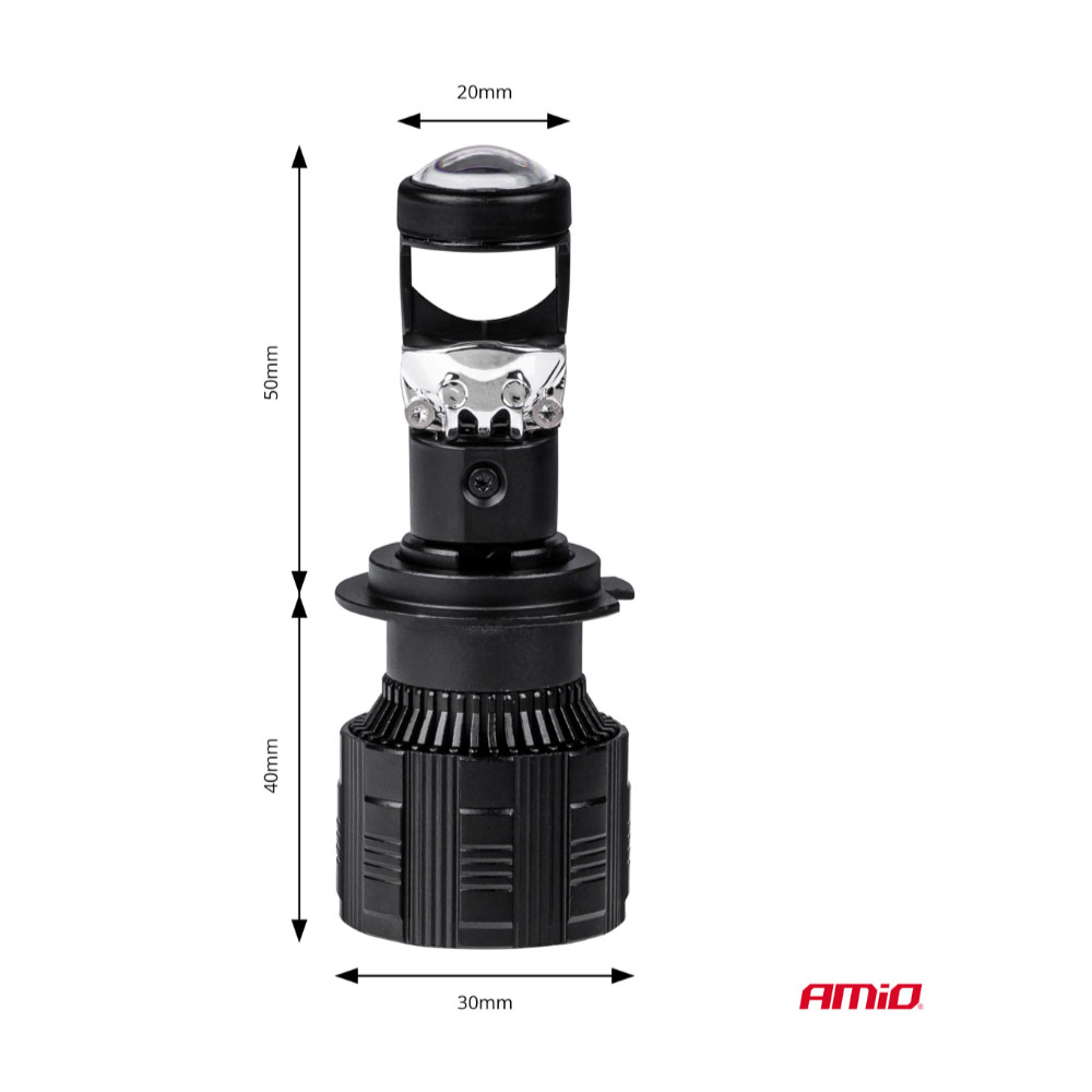 Εικόνα 3 από 7 — Amio – ΛΑΜΠΕΣ H7 PL-LENS SERIES 9>36V 60W 5.000K 3.800lm LED 2×4575 SMD CAN-BUS ΜΕ ΠΡΟΤΖΕΚΤΟΡΑ – 2 Τεμ. (03668/AM)