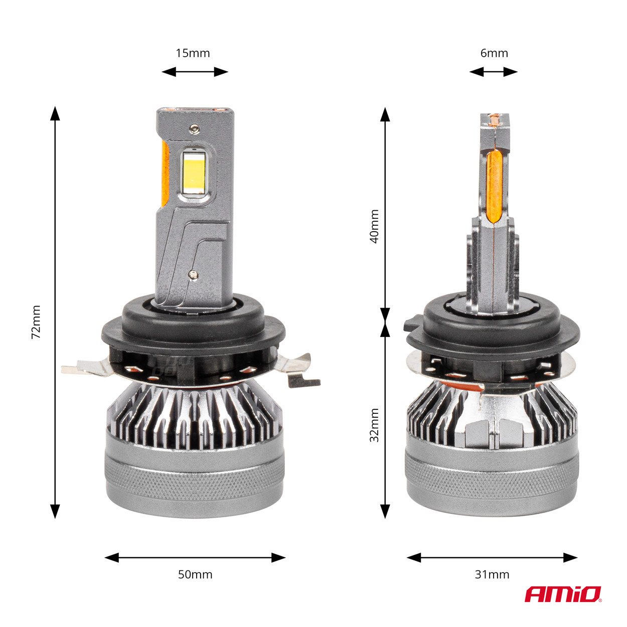 Εικόνα 2 από 3 — Amio – ΛΑΜΠΕΣ H7-1 9>48V 6.500K 4.500lm 50W HP SERIES LED CAN-BUS ΜΕ ΨΥΚΤΡΑ – 2 Τεμ. (03675/AM)