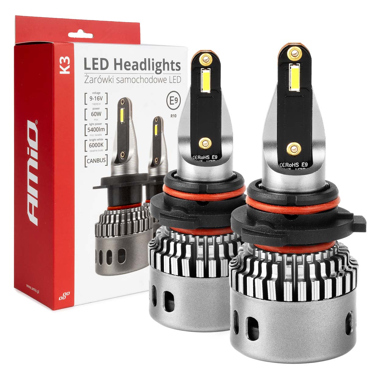 Εικόνα 1 από 5 — Amio – ΛΑΜΠΕΣ HB4 9006 9-16V 6.000K 5.400lm 60W K3 SERIES LED CAN-BUS ΜΕ ΨΥΚΤΡΑ – 2 ΤΕΜ. (03688/AM)