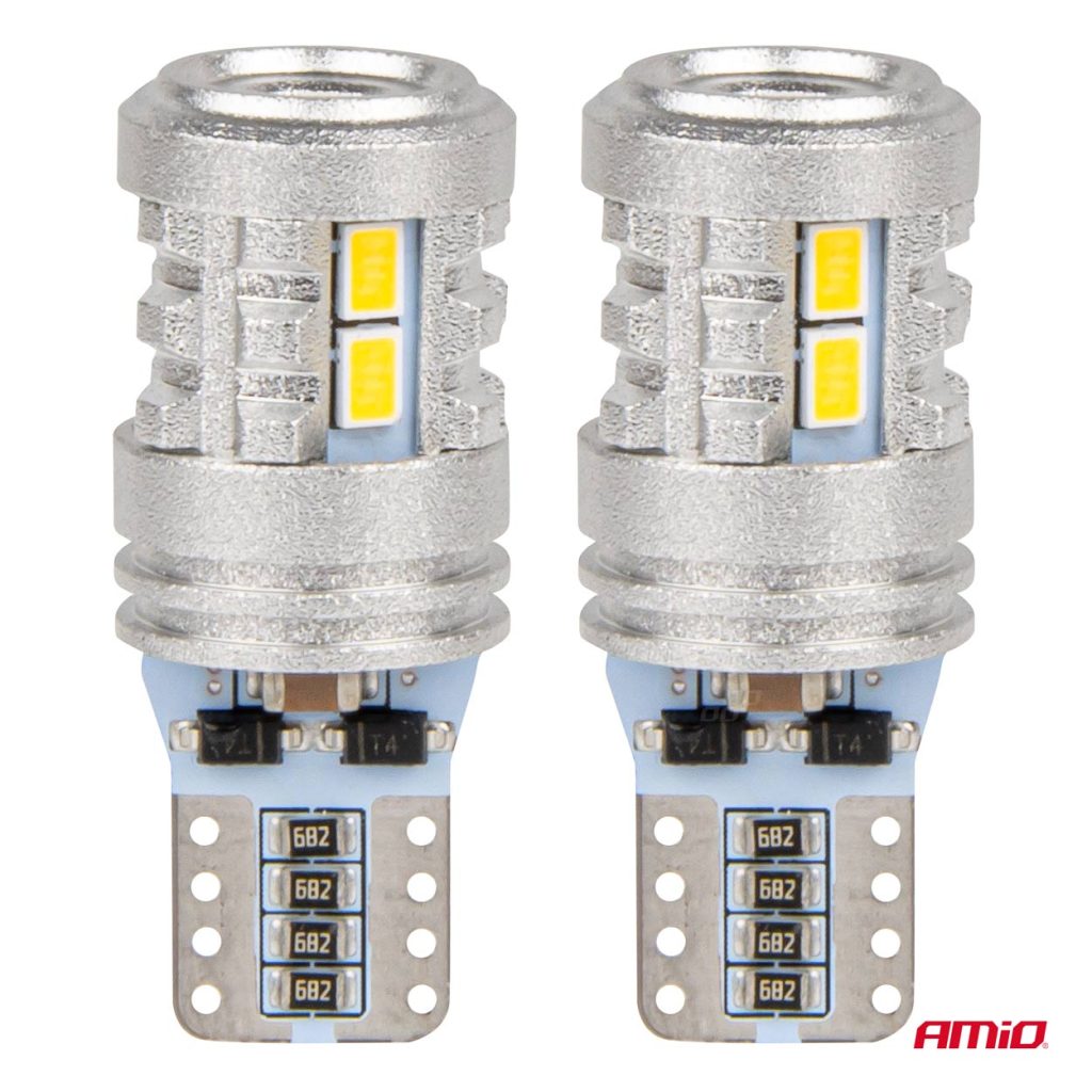 Εικόνα 2 από 5 — Amio – ΛΑΜΠΑΚΙΑ LED T10 W5W 12/24V LED 6×3020+1x3030SMD STANDARD ΛΕΥΚΑ – 2 ΤΕΜ. (03718/AM)