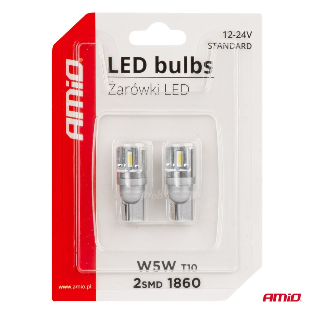 Εικόνα 5 από 5 — Amio – ΛΑΜΠΑΚΙΑ LED T10 W5W 12/24V LED 2x1860SMD STANDARD ΛΕΥΚΑ – 2 ΤΕΜ. (03719/AM)