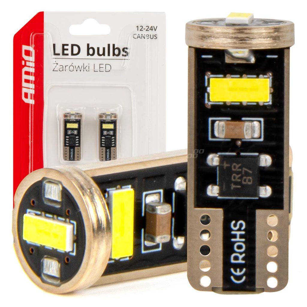 Εικόνα 1 από 5 — Amio – ΛΑΜΠΑΚΙΑ LED T10e W5W 12/24V 3×2055 SMD LED CAN-BUS ΛΕΥΚΟ – 2 ΤΕΜ. (03720/AM)