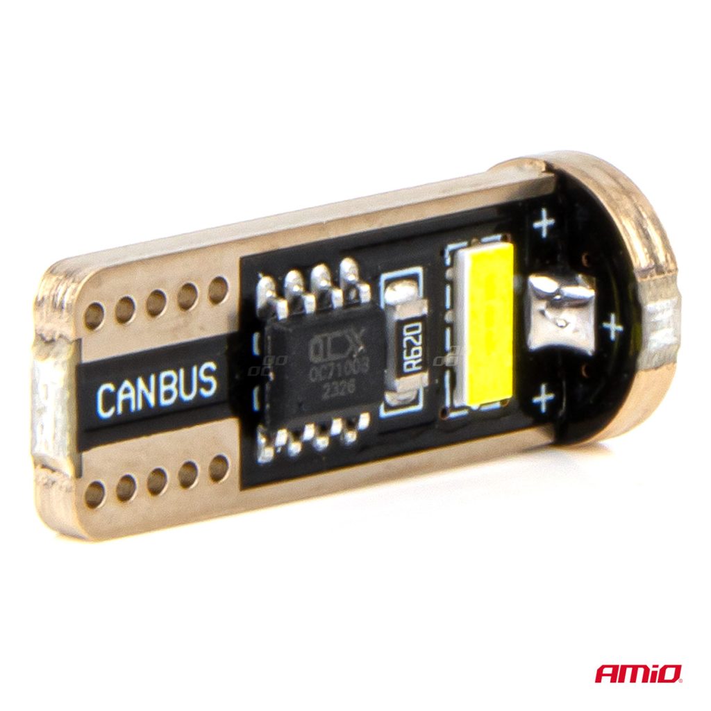 Εικόνα 4 από 5 — Amio – ΛΑΜΠΑΚΙΑ LED T10e W5W 12/24V 3×2055 SMD LED CAN-BUS ΛΕΥΚΟ – 2 ΤΕΜ. (03720/AM)