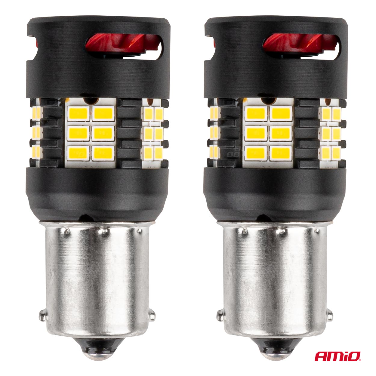 Εικόνα 2 από 5 — Amio – Λάμπες LED P21W βάση BA15S τύπου Pro Series τάση λειτουργίας 12/24V με 24×3020 SMD Can-bus λευκό για Επιβατικά Αυτοκίνητα και Φορτηγά – 2 τεμ. (03721/AM)
