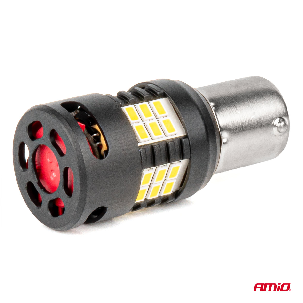 Εικόνα 4 από 5 — Amio – Λάμπες LED P21W βάση BA15S τύπου Pro Series τάση λειτουργίας 12/24V με 24×3020 SMD Can-bus λευκό για Επιβατικά Αυτοκίνητα και Φορτηγά – 2 τεμ. (03721/AM)