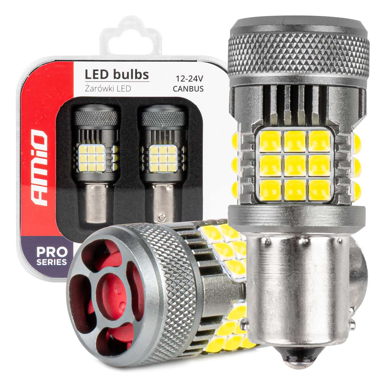 Εικόνα 1 από 6 — Amio – P21W BA15S 12/24V 6.000K 36×3030 SMD LED CAN-BUS ΛΕΥΚΟ PRO SERIES 2ΤΕΜ. (03722/AM)