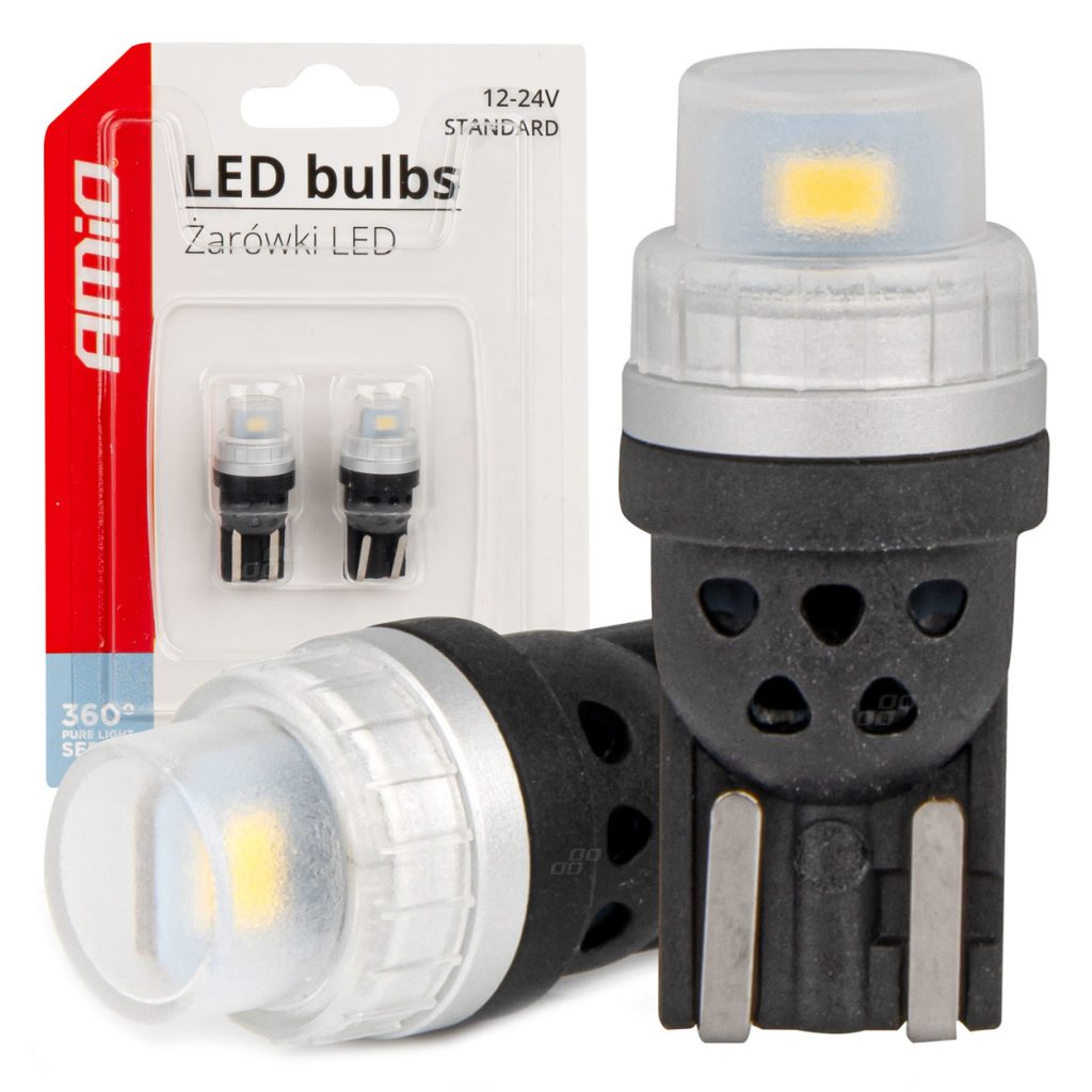 Εικόνα 1 από 5 — Amio – ΛΑΜΠΑΚΙΑ T10 W5W 12/24V 2×3020 SMD LED ΛΕΥΚΟ PURE LIGHT SERIES – 2 Τεμ. (03726/AM)