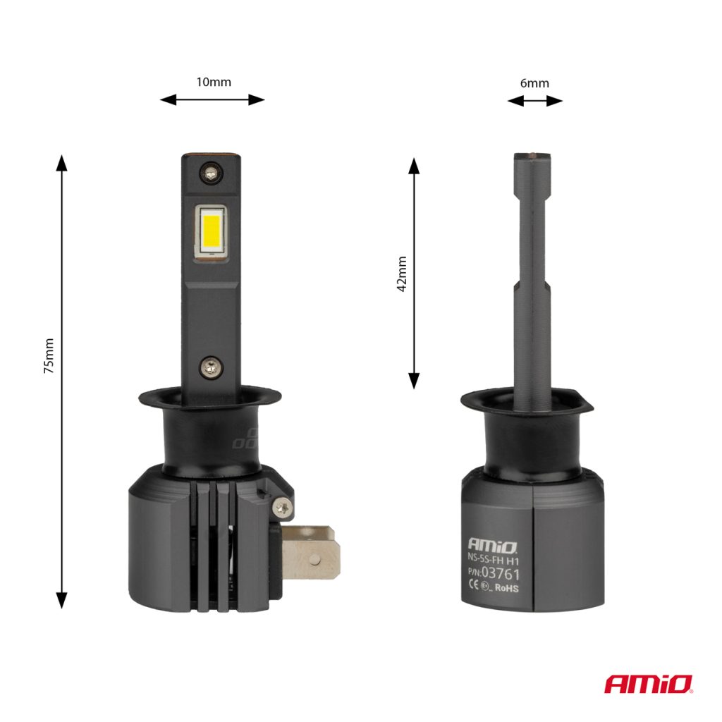 Εικόνα 3 από 5 — Amio – ΛΑΜΠΕΣ LED H1 12V 44W 6.500K 3.936lm CSP X4 SERIES AVIATOR PLUG & PLAY – 2 ΤΕΜ. (03761/AM)