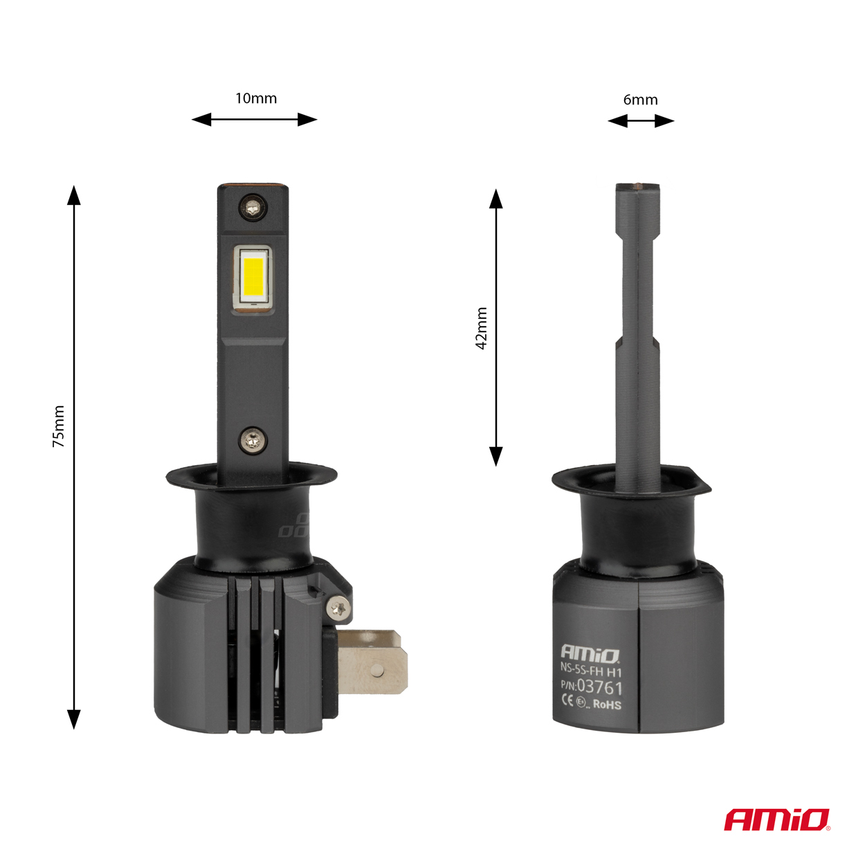 Εικόνα 3 από 5 — Amio – ΛΑΜΠΕΣ LED H1 12V 44W 6.500K 3.936lm CSP X4 SERIES AVIATOR PLUG & PLAY – 2 ΤΕΜ. (03761/AM)