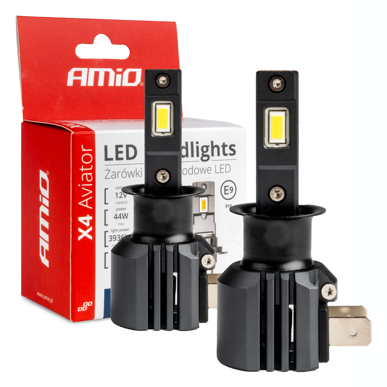 Εικόνα 1 από 6 — Amio – ΛΑΜΠΕΣ LED H3 12V 44W 6.500K 3.936lm CSP X4 SERIES AVIATOR PLUG & PLAY – 2 ΤΕΜ. (03762/AM)