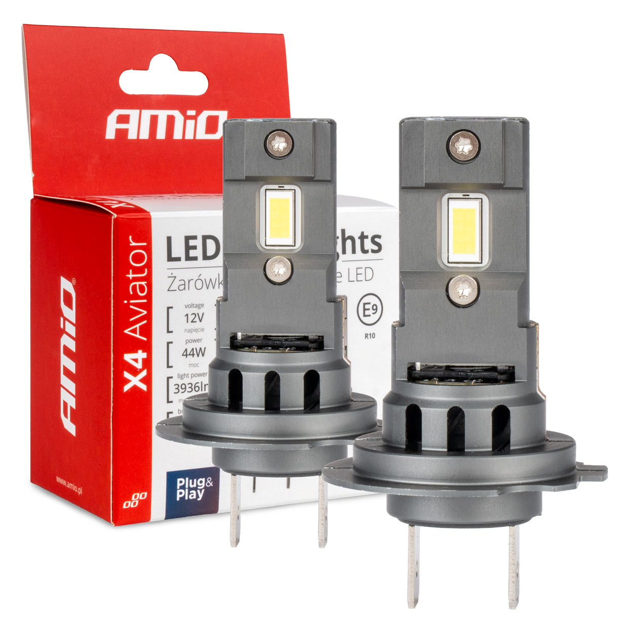 Εικόνα 1 από 10 — Amio – ΛΑΜΠΕΣ LED H7 12V 44W 6.500K 3.936lm CSP X4 SERIES AVIATOR PLUG & PLAY – 2 ΤΕΜ. (03764/AM)