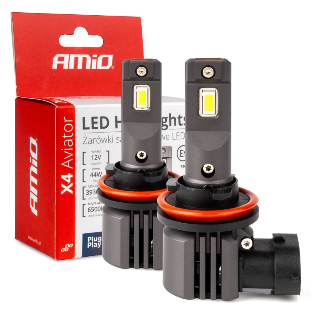 Εικόνα 1 από 5 — Amio – ΛΑΜΠΕΣ LED H8/H9/H11 12V 44W 6.500K 3.936lm X4 SERIES AVIATOR PLUG & PLAY – 2 ΤΕΜ. (03765/AM)