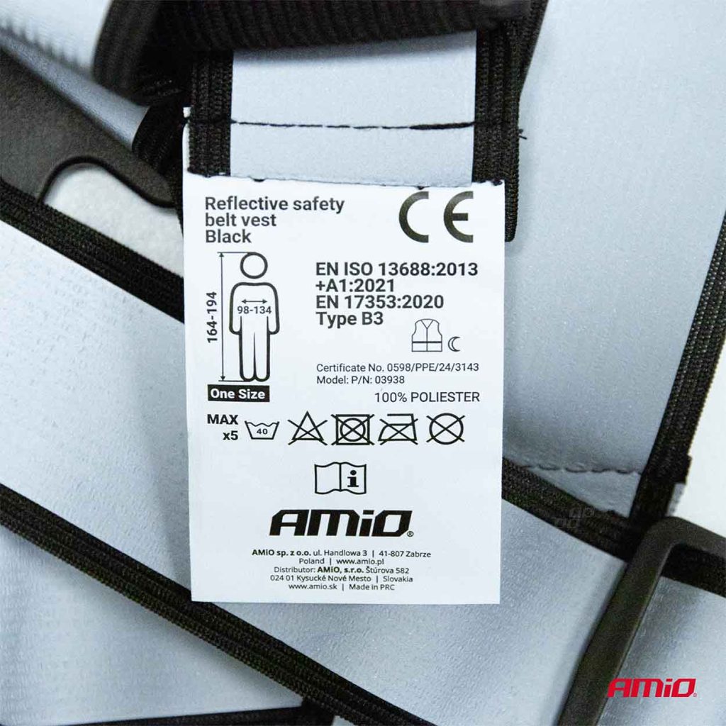 Εικόνα 4 από 5 — Amio – ΖΩΝΗ ΑΣΦΑΛΕΙΑΣ ΑΝΑΚΛΑΣΤΙΚΗ ΜΕ ΧΙΑΣΤΙ ΤΙΡΑΝΤΕΣ ΜΑΥΡΟ (ΦΩΣΦΟΡΙΖΕ/ΠΟΛΥΕΣΤΕΡΙΚΟ) – 1 ΤΕΜ. (03938/AM)