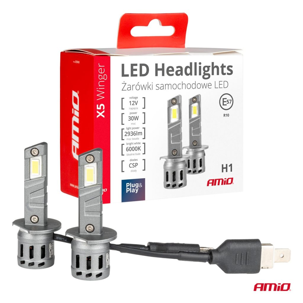 Εικόνα 1 από 2 — Amio – Λάμπες LED Αυτοκινήτου X5 WINGER H1 6000K 30W CANBUS 2936LM – 2 Τεμ. (03943/AM)