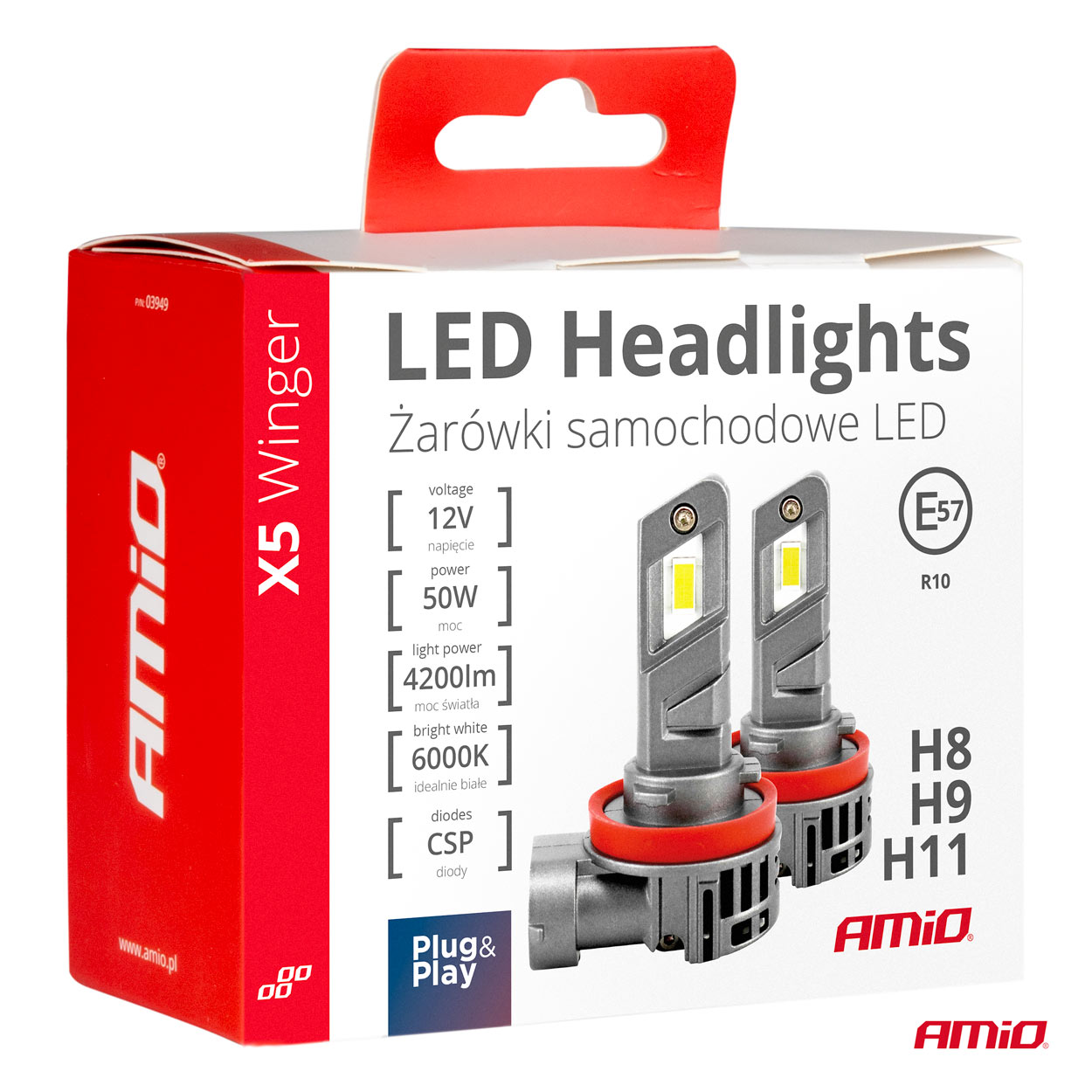 Εικόνα 6 από 6 — H8/H9/H11 12V 50W 6.000K 4200LM CSP LED CAN-BUS SERIES X5 WINGER 2ΤΕΜ. AMIO