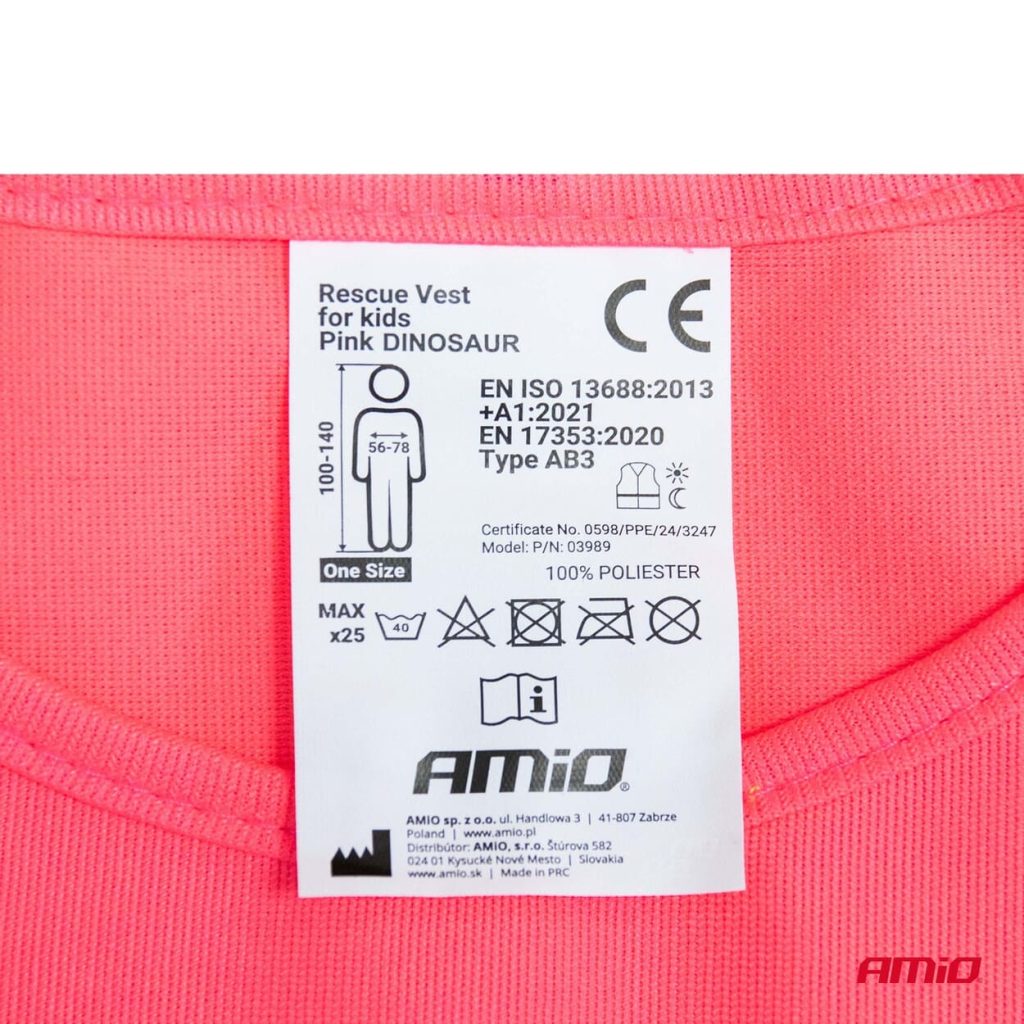 Εικόνα 3 από 5 — Amio – ΓΙΛΕΚΟ ΑΝΑΚΛΑΣΤΙΚΟ ΕΚΤΑΚΤΗΣ ΑΝΑΓΚΗΣ ΓΙΑ ΠΑΙΔΙΑ 5-14 ΧΡΟΝΩΝ ΔΕΙΝΟΣΑΥΡΟΣ ΡΟΖ – 1 τεμ. (03989/AM)