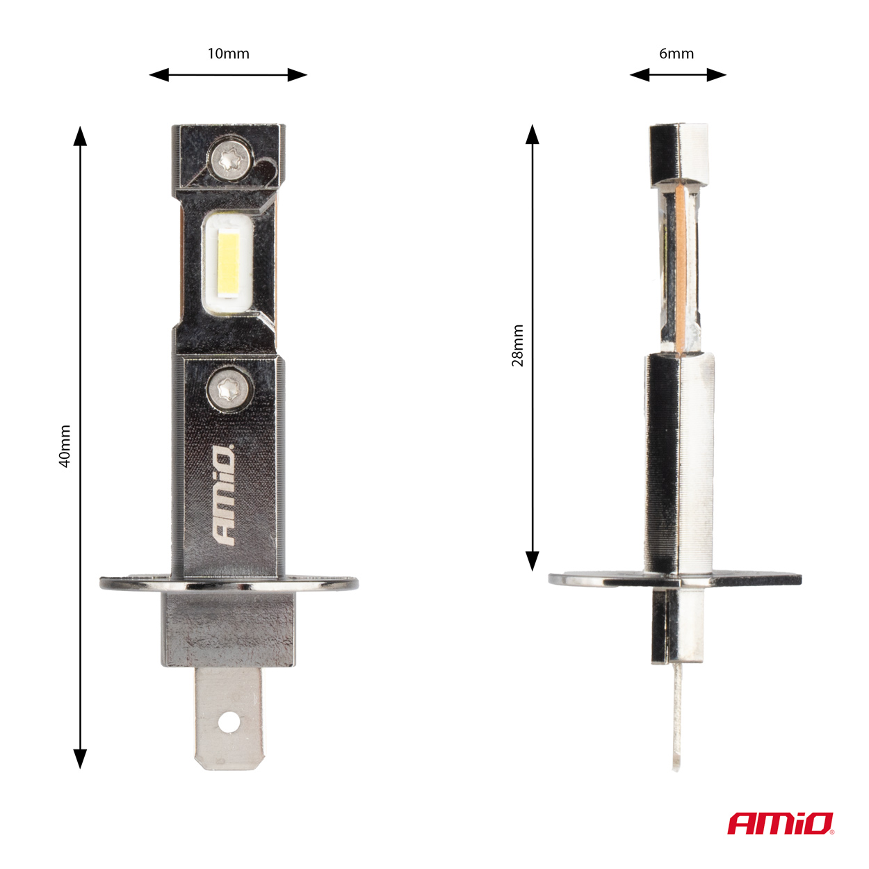 Εικόνα 4 από 5 — Amio – ΛΑΜΠΕΣ LED H1 12V 60W 6.000K 5.600lm +400% CAN-BUS HYBRID SERIES – 2 τεμ. (04112/AM)