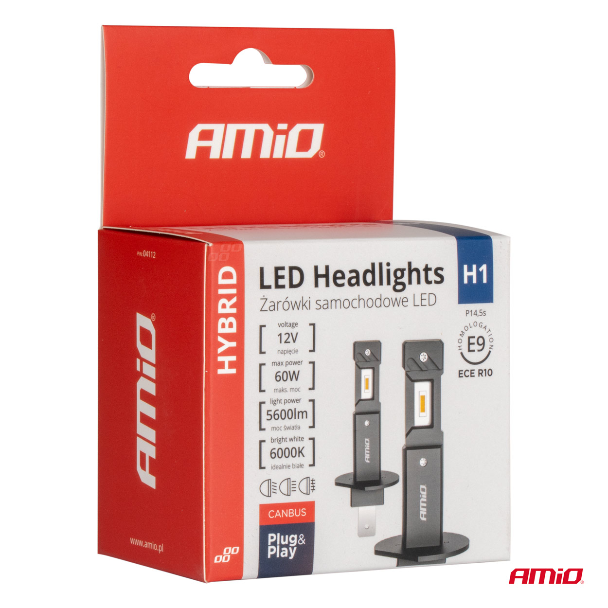 Εικόνα 5 από 5 — Amio – ΛΑΜΠΕΣ LED H1 12V 60W 6.000K 5.600lm +400% CAN-BUS HYBRID SERIES – 2 τεμ. (04112/AM)