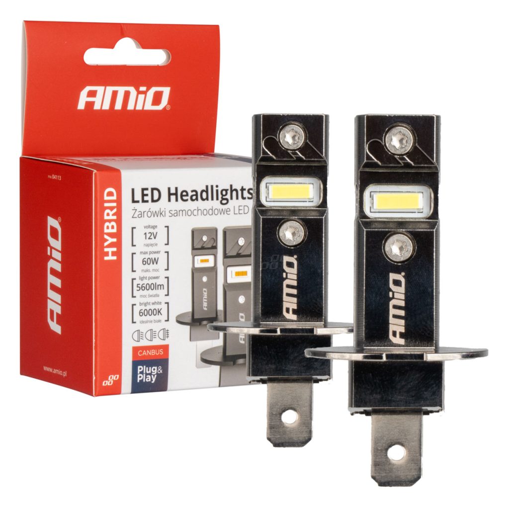 Εικόνα 1 από 5 — Amio – ΛΑΜΠΕΣ LED H3 12V 60W 6.000K 5.600lm +400% LED CAN-BUS HYBRID SERIES – 2 ΤΕΜ. (04113/AM)