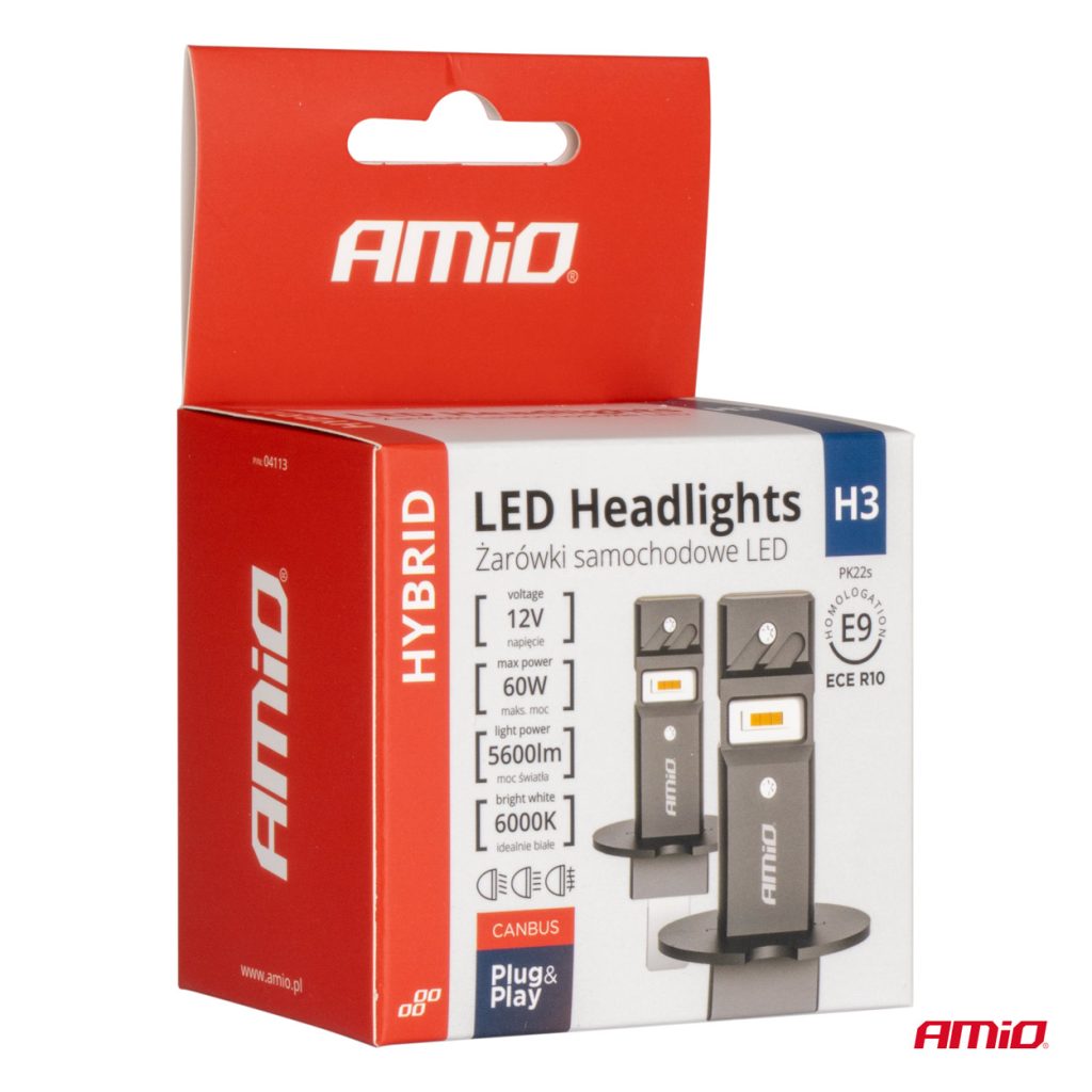 Εικόνα 5 από 5 — Amio – ΛΑΜΠΕΣ LED H3 12V 60W 6.000K 5.600lm +400% LED CAN-BUS HYBRID SERIES – 2 ΤΕΜ. (04113/AM)