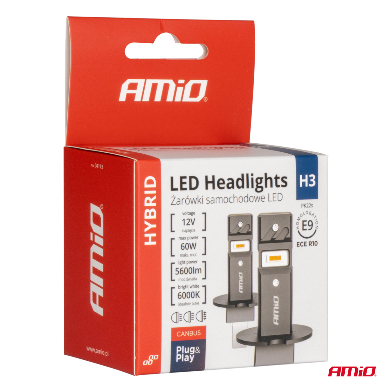 Εικόνα 5 από 5 — Amio – ΛΑΜΠΕΣ LED H3 12V 60W 6.000K 5.600lm +400% LED CAN-BUS HYBRID SERIES – 2 ΤΕΜ. (04113/AM)