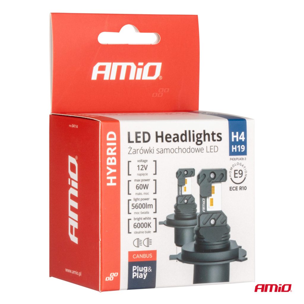 Εικόνα 4 από 4 — Amio – ΛΑΜΠΕΣ LED H4 12V 60W 6.000K 5.600lm +400% LED CAN-BUS HYBRID SERIES – 2 ΤΕΜ. (04114/AM)