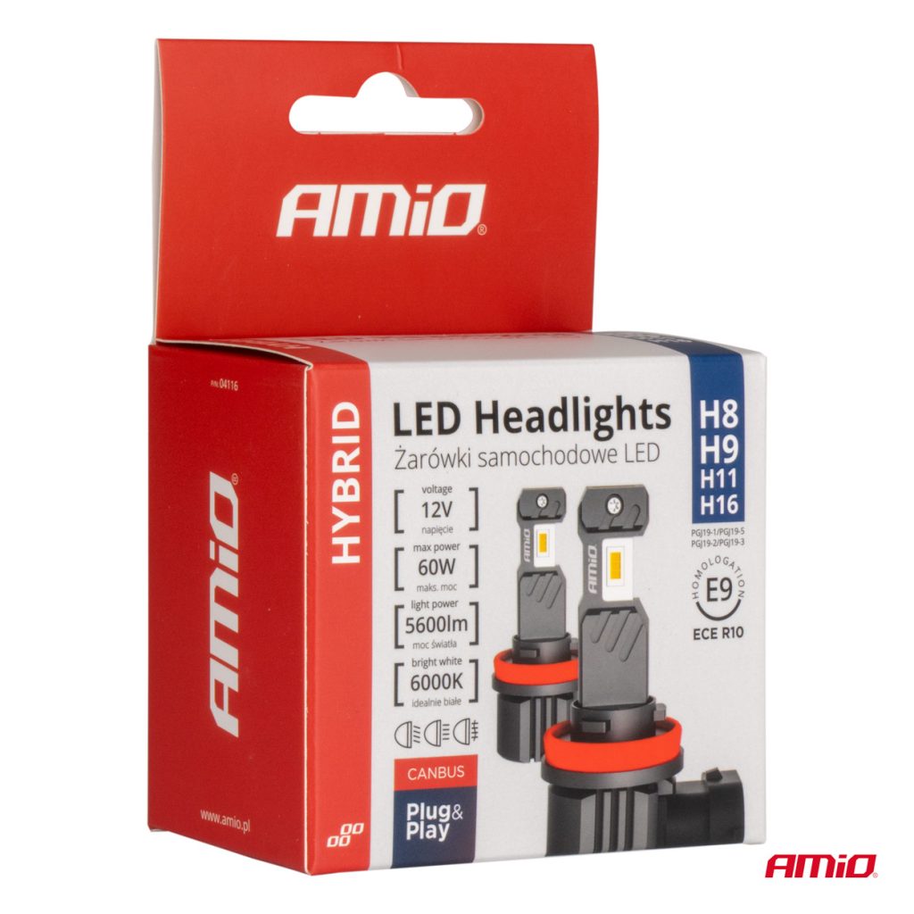 Εικόνα 5 από 5 — Amio – ΛΑΜΠΕΣ LED H8/H9/H11/H16 12V 60W 6.000K 5.600lm +400% LED CAN-BUS HYBRID SERIES – 2 ΤΕΜ. (04116/AM)