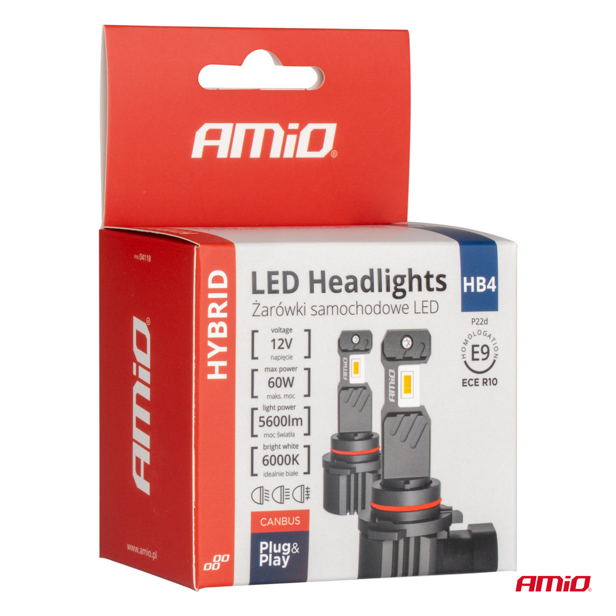Εικόνα 5 από 5 — Amio – ΛΑΜΠΕΣ LED HΒ4 9006 12V 60W 6.000K 5.600lm +400% LED CAN-BUS HYBRID SERIES – 2 ΤΕΜ. (04118/AM)