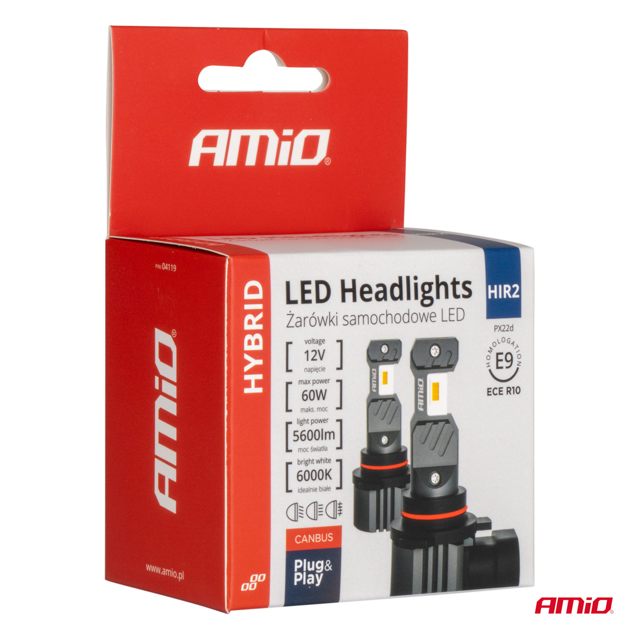 Εικόνα 5 από 5 — Amio – ΛΑΜΠΕΣ LED HIR2 12V 60W 6.000K 5.600lm +400% LED CAN-BUS HYBRID SERIES – 2 ΤΕΜ. (04119/AM)
