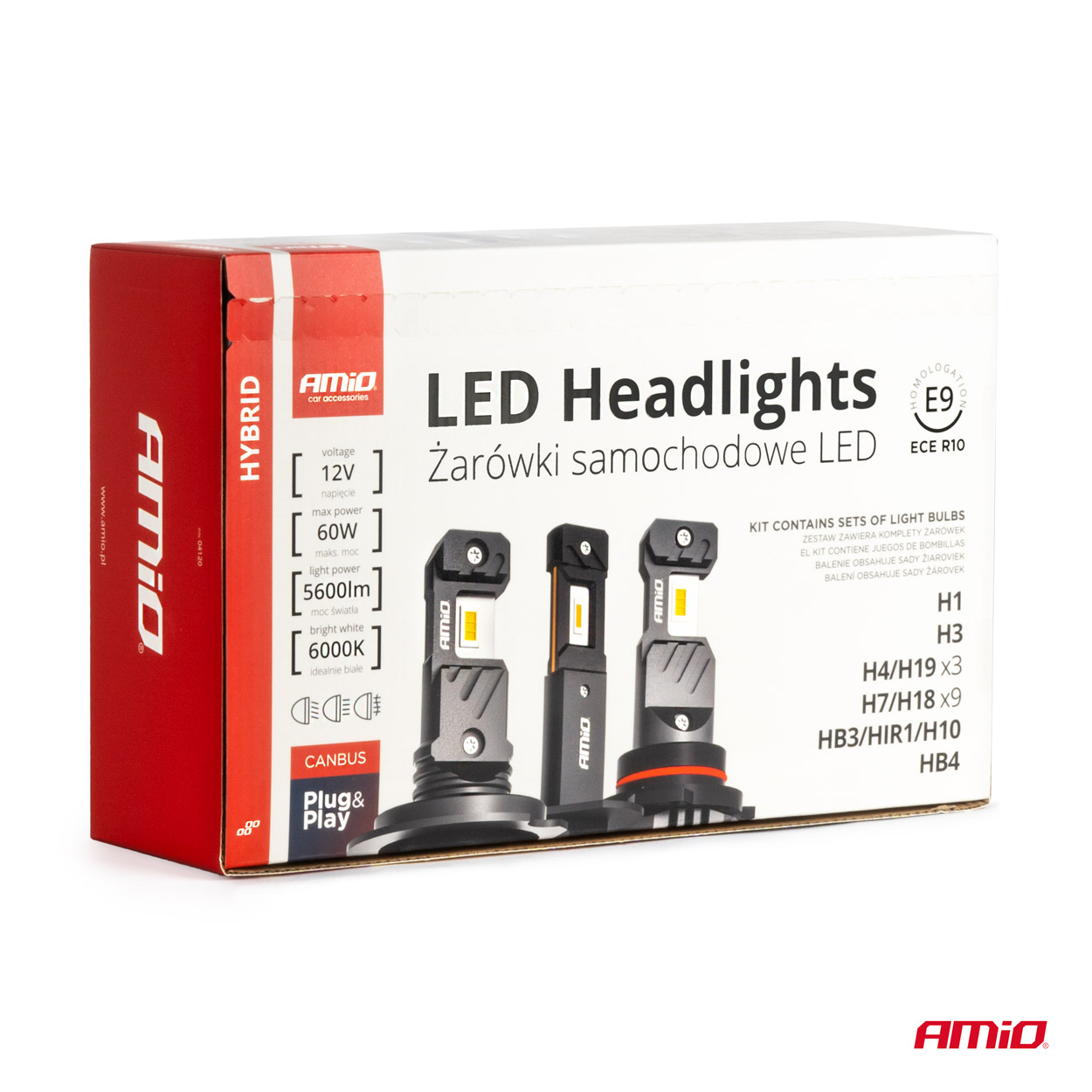 Εικόνα 7 από 7 — Amio – ΛΑΜΠΕΣ LED H1/H3/H4(x3)/H7(x9)/HB3/HB4 12V 60W 6.000K 5.600lm LED CAN-BUS HYBRID SERIES – ΣΕΤ 16 ΤΕΜ. (04120/AM)